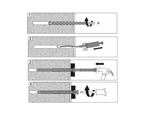 Cheville longue à frapper 10x120 mm en nylon et acier - idéale pour béton et brique - Brenner - Brico Dépôt
