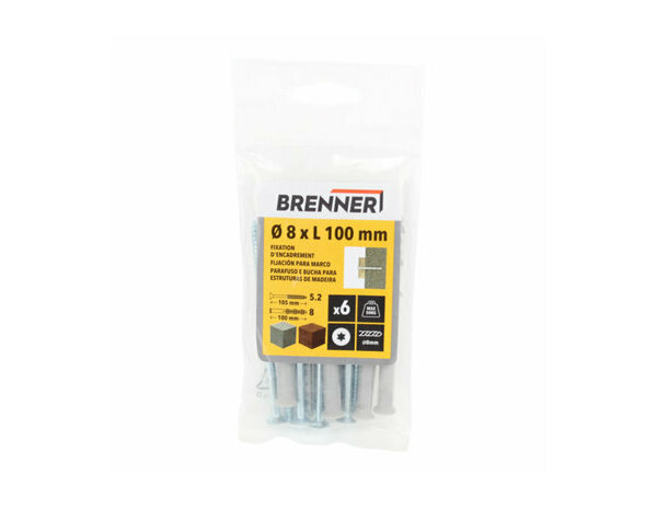 Cheville de fixation nylon/acier cadre TX 8X100 - pour blocs et béton - 6PCS - Brenner - Brico Dépôt