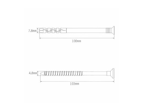 Cheville longue à frapper  8x100mm - nylon & acier, 50PC, pour béton, brique - Brenner - Brico Dépôt