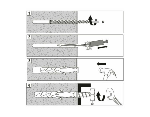 Chevilles nylon  12x60mm - 25pcs, idéales pour brique et béton - Brenner - Brico Dépôt