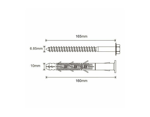 Fixation d'encadrement nylon/acier 10x160mm - 6PCS, idéal pour blocs et béton - Brenner - Brico Dépôt