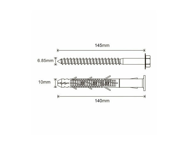 Fixation d'encadrement nylon/acier 10x140mm - 6PCS, idéal pour blocs et béton - Brenner - Brico Dépôt