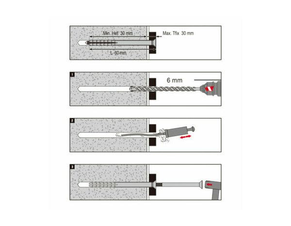 Cheville longue à frapper 6mm en nylon & acier - Convient pour béton & brique - Brenner - Brico Dépôt