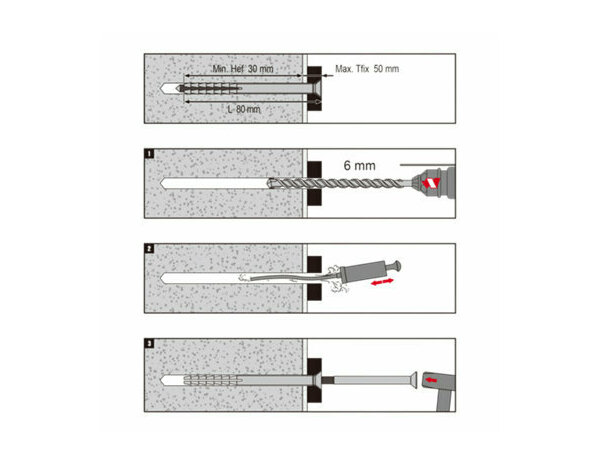 Cheville longue à frapper 6mm en nylon et acier - 80mm pour béton et brique - Brenner - Brico Dépôt