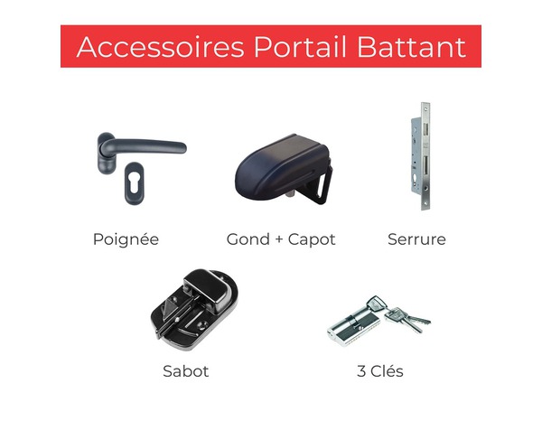 Portail battant aluminium "Berilo" gris - L.3,5 x H.1,60/1,80 m - Largeur entre piliers : 3560 mm - Brico Dépôt