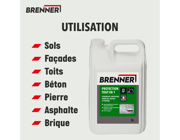 Protection tout en 1, hydrofuge et antitaches - bidon 5 L - Brenner - Brico Dépôt