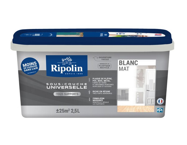 Sous couche universelle tous supports blanc mat 2,5 L - Ripolin - Brico Dépôt