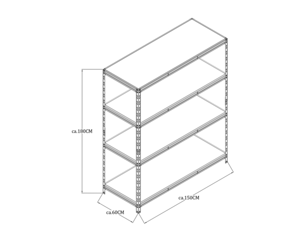 Etagère charge lourde H. 180 x L. 150 x P. 60 cm  - Brico Dépôt