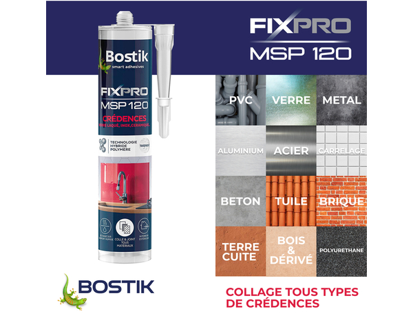 Mastic FIXPRO MSP 120 crédences 290 ml - Bostik - Brico Dépôt