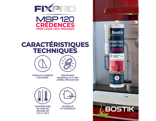 Mastic FIXPRO MSP 120 crédences 290 ml - Bostik - Brico Dépôt