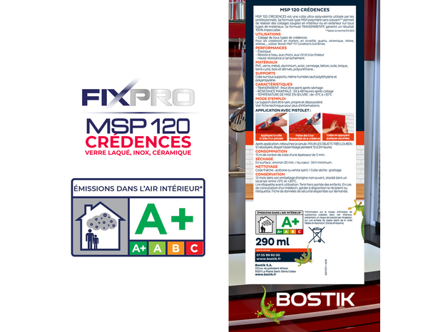 Mastic FIXPRO MSP 120 crédences 290 ml - Bostik - Brico Dépôt