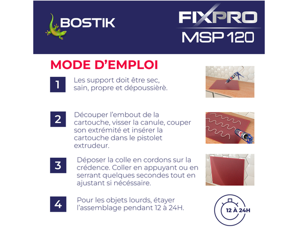 Mastic FIXPRO MSP 120 crédences 290 ml - Bostik - Brico Dépôt