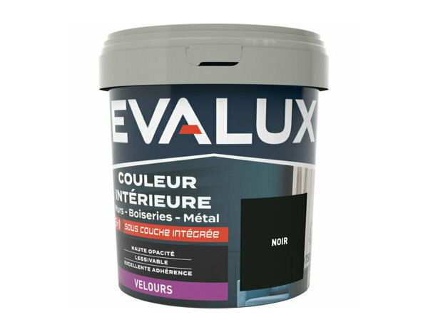 Peinture Noir 0l75 velours 2 en 1 - Evalux - Brico Dépôt