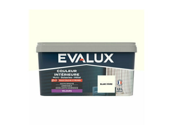 Peinture Blanc ivoire 2l5 velours 2en1 - Evalux - Brico Dépôt