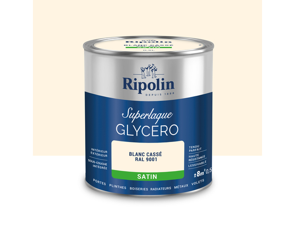 Laque  blanc casse 0l5 satin - Ripolin - Brico Dépôt