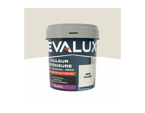 Peinture Beige calcaire 0l75 velours 2en1 - Evalux - Brico Dépôt