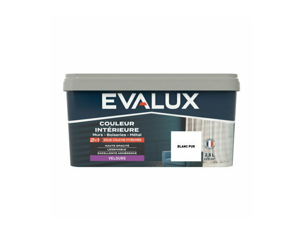 Peinture Blanc pur 2l5 velours 2en1 - Evalux - Brico Dépôt