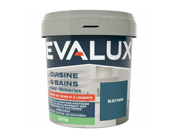 Peinture Bleu paon 0l75 satin c&b - Evalux - Brico Dépôt