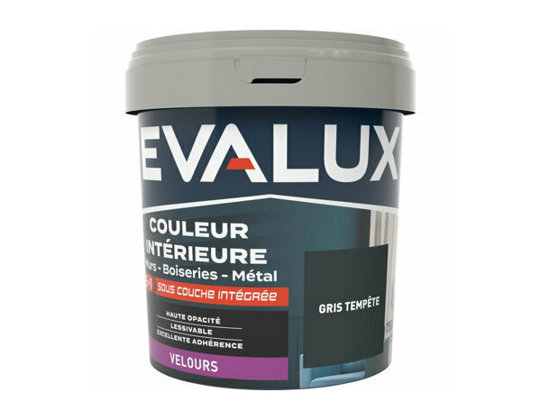 Peinture Gris tempete 0l75 velours 2en1 - Evalux - Brico Dépôt