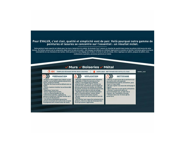 Peinture Blanc creme 2l5 velours 2en1 - Evalux - Brico Dépôt