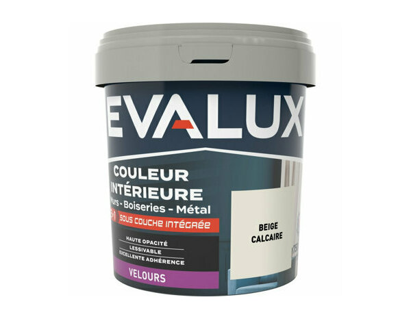 Peinture Beige calcaire 0l75 velours 2en1 - Evalux - Brico Dépôt