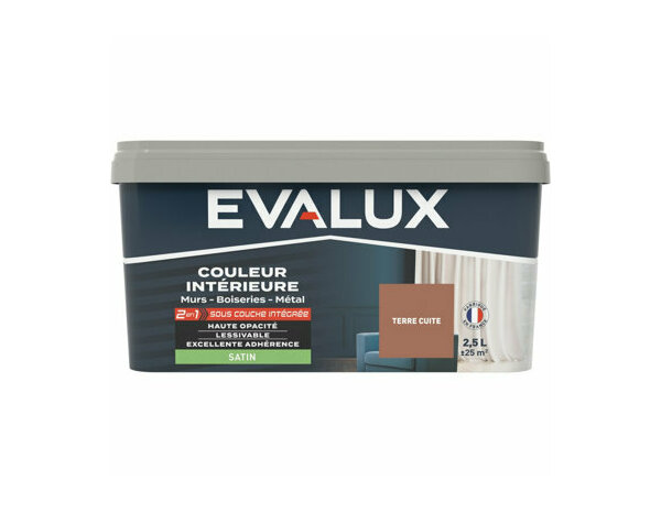 Peinture Terre cuite 2l5 satin 2en1 - Evalux - Brico Dépôt