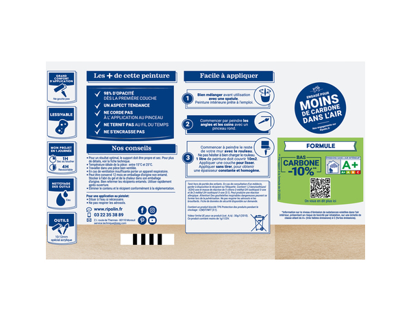 Peinture Bleu ainhoa 0l5 velours - Ripolin - Brico Dépôt