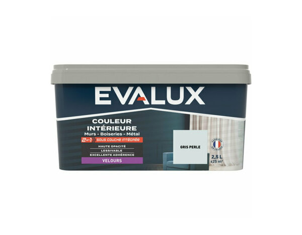 Peinture Gris perle 2l5 velours 2en1 - Evalux - Brico Dépôt