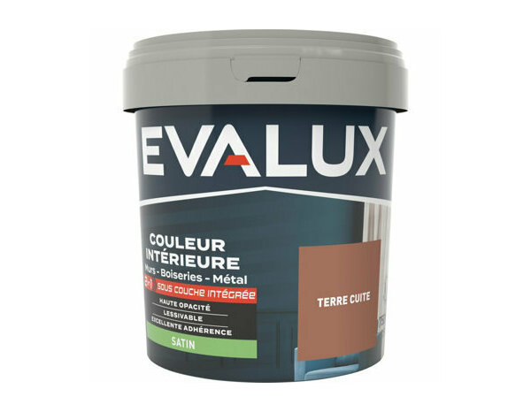 Peinture Terre cuite 0l75 satin 2en1 - Evalux - Brico Dépôt