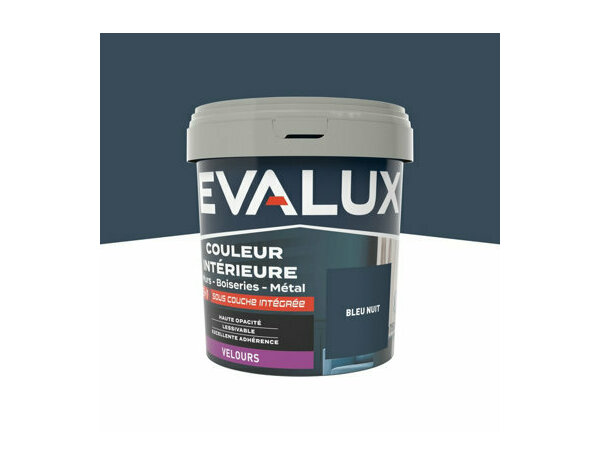 Peinture Bleu nuit 0l75 velours 2en1 - Evalux - Brico Dépôt