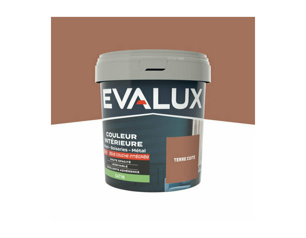 Peinture Terre cuite 0l75 satin 2en1 - Evalux - Brico Dépôt