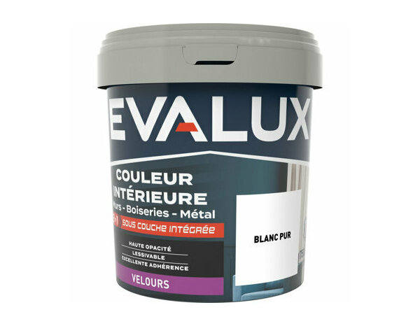 Peinture Blanc pur 0l75 velours 2en1 - Evalux - Brico Dépôt