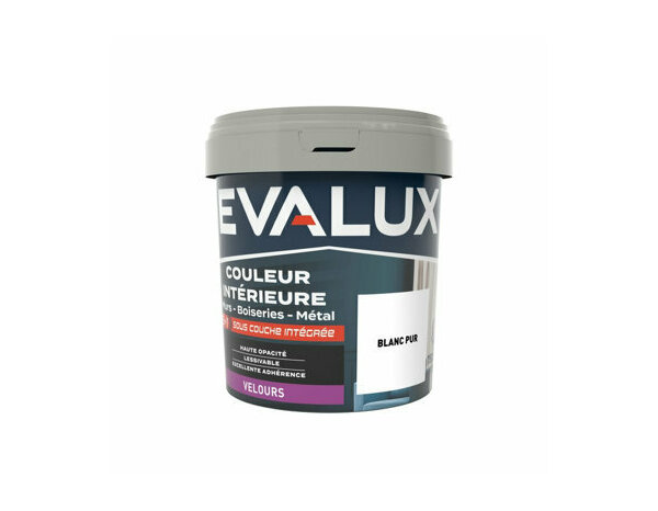 Peinture Blanc pur 0l75 velours 2en1 - Evalux - Brico Dépôt
