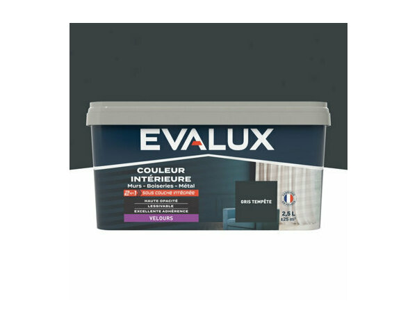 Peinture Gris tempete 2l5 velours 2en1 - Evalux - Brico Dépôt