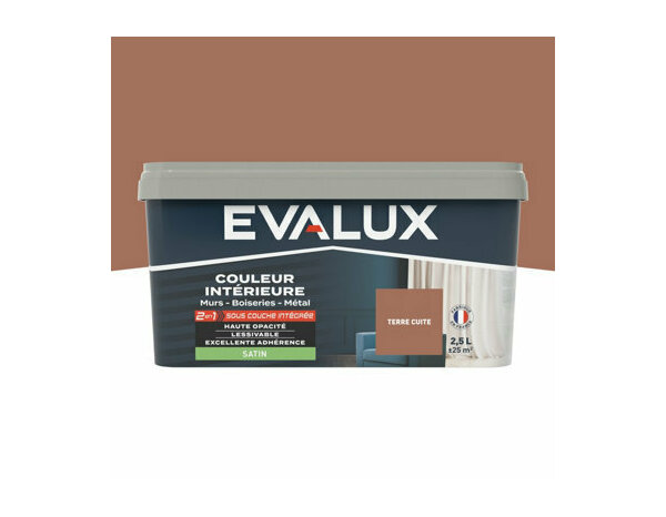 Peinture Terre cuite 2l5 satin 2en1 - Evalux - Brico Dépôt