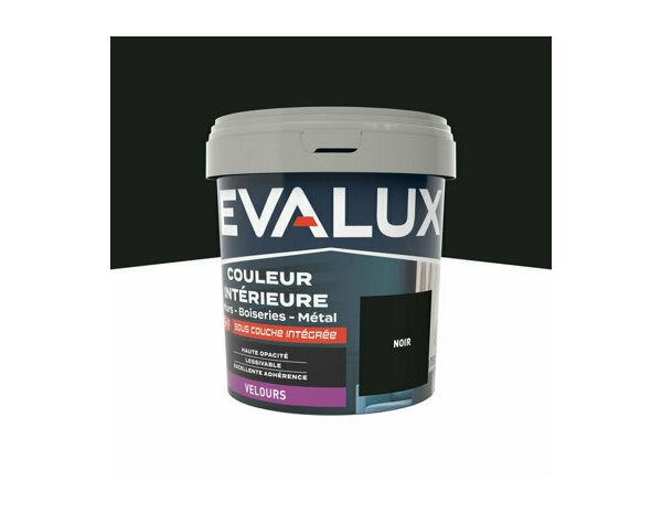 Peinture Noir 0l75 velours 2 en 1 - Evalux - Brico Dépôt