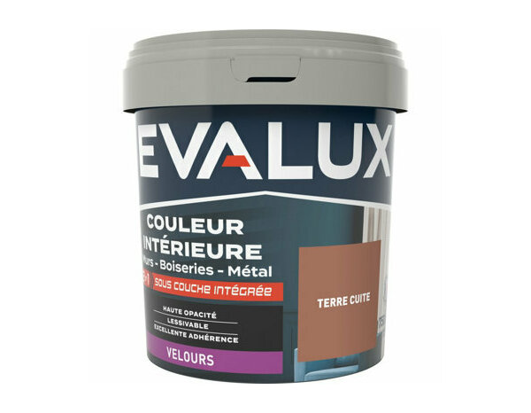 Peinture Terre cuite 0l75 velours 2en1 - Evalux - Brico Dépôt