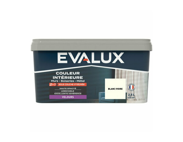 Peinture Blanc ivoire 2l5 velours 2en1 - Evalux - Brico Dépôt