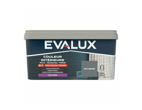 Peinture Gris ardoise 2l5 velours 2en1 - Evalux - Brico Dépôt