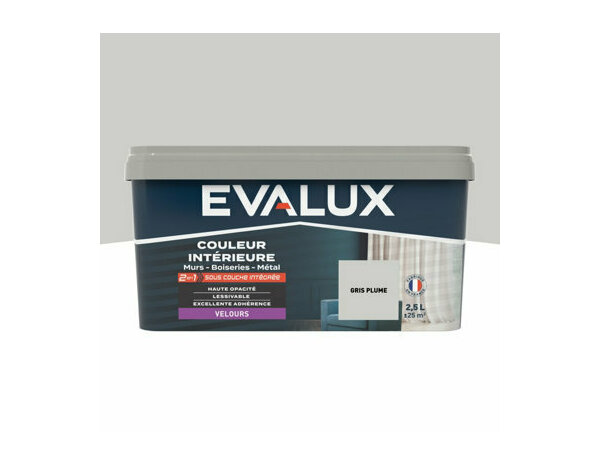 Peinture Gris plume 2l5 velours 2en1 - Evalux - Brico Dépôt
