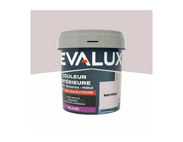 Peinture Rose petale 0l75 velours 2en1 - Evalux - Brico Dépôt