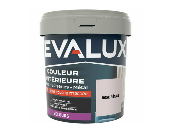 Peinture Rose petale 0l75 velours 2en1 - Evalux - Brico Dépôt