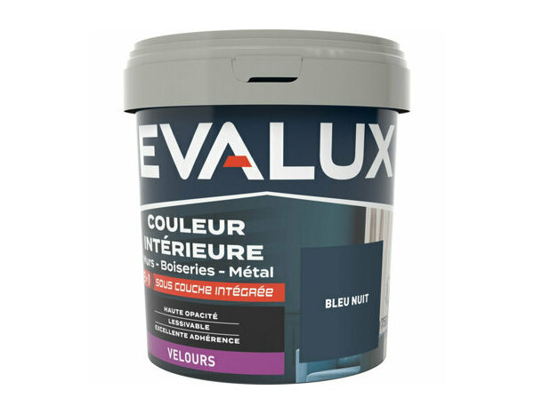 Peinture Bleu nuit 0l75 velours 2en1 - Evalux - Brico Dépôt