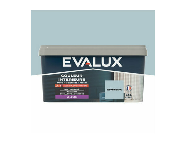 Peinture Bleu nordique 2l5 velours 2en1 - Evalux - Brico Dépôt