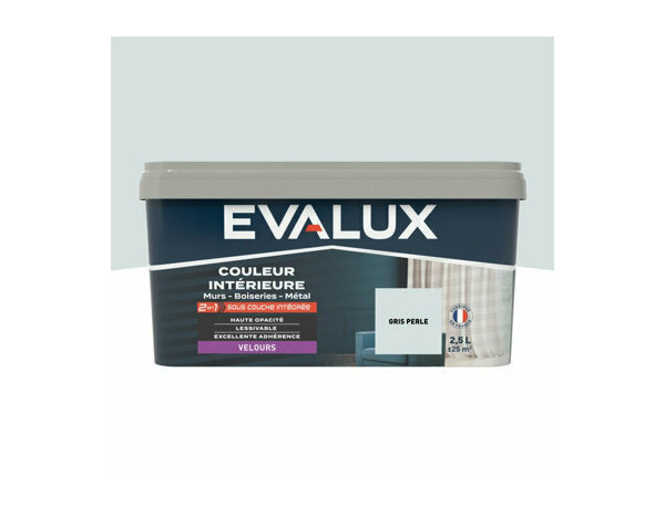Peinture Gris perle 2l5 velours 2en1 - Evalux - Brico Dépôt