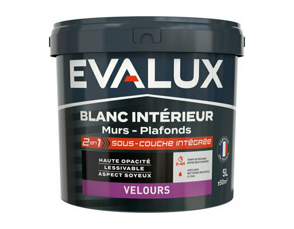 Peinture Blanc 5l velours 2 en 1 - Evalux - Brico Dépôt