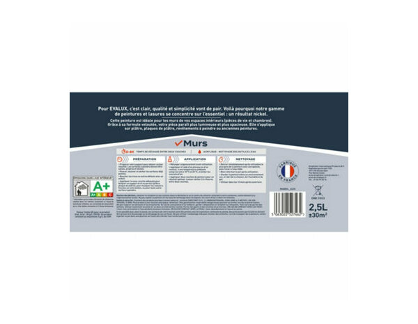 Peinture Blanc 2l5 velours - Evalux - Brico Dépôt