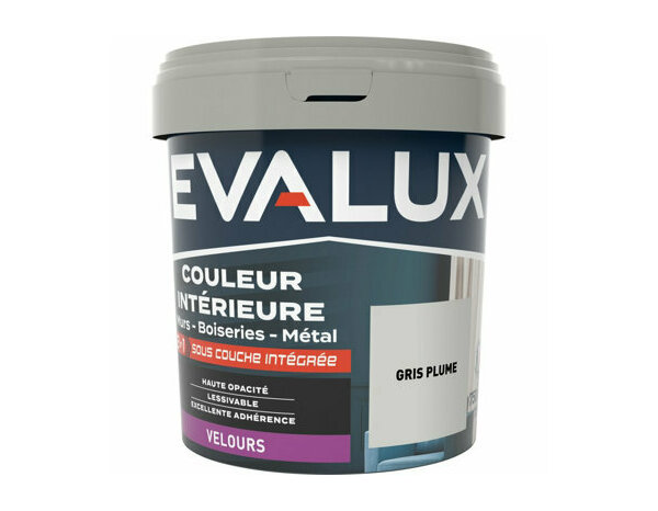 Peinture Gris plume 0l75 velours 2en1 - Evalux - Brico Dépôt