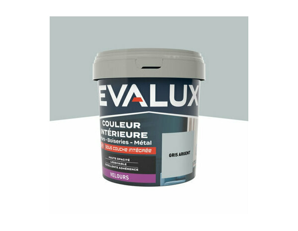 Peinture Gris argent 0l75 velours 2en1 - Evalux - Brico Dépôt