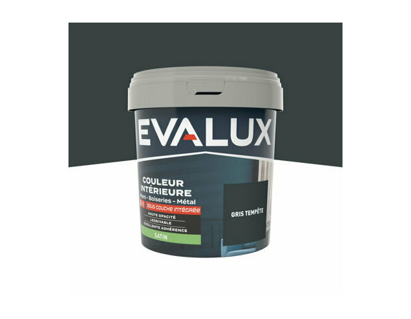 Peinture Gris tempete 0l75 satin 2en1 - Evalux - Brico Dépôt